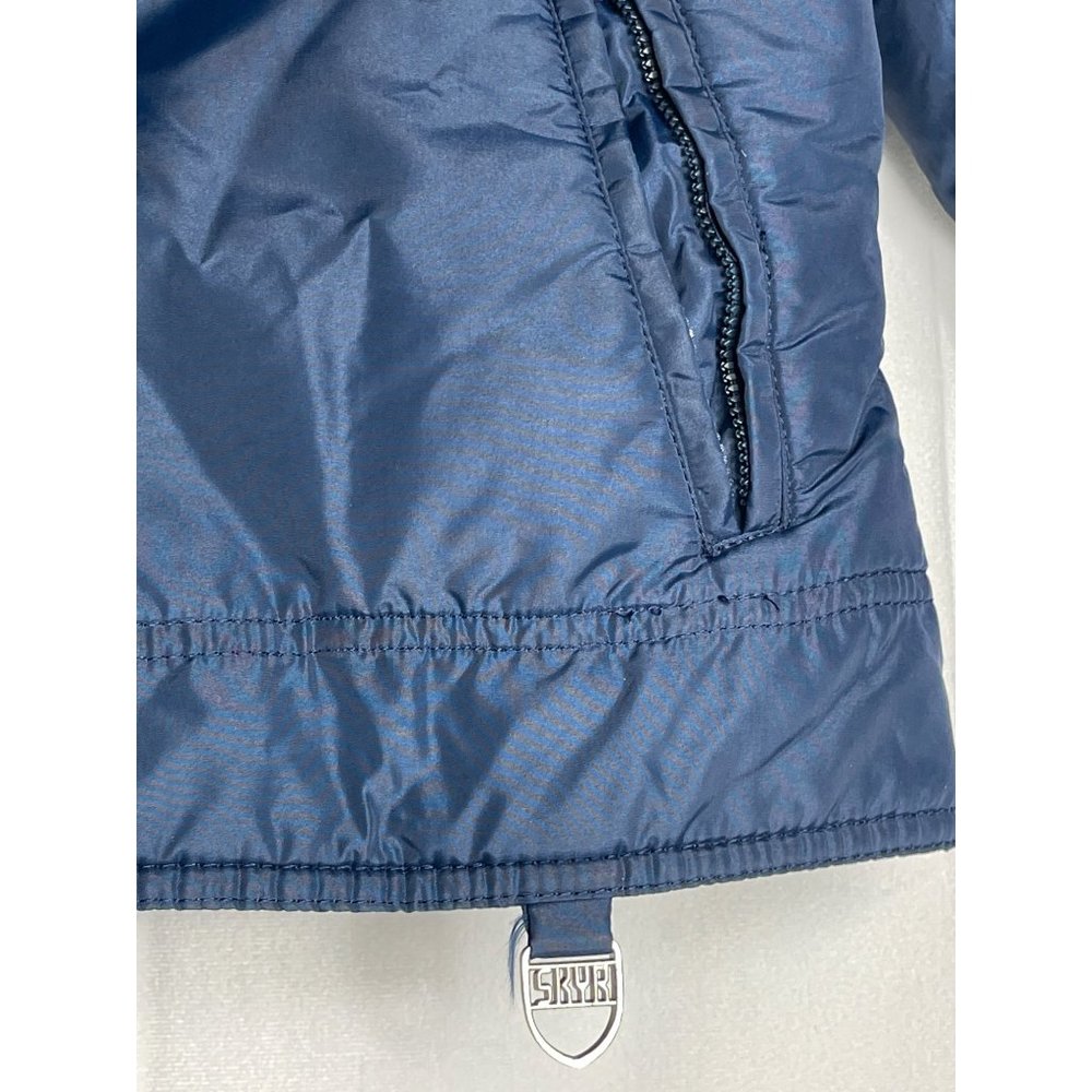 Vintage Ski Jacket Womens S/M SKYR 70s Retro Puffer Navy Blue Red White Stripe - Picture 3 of 12